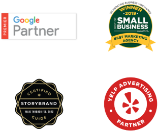 Premier Google Partner, Yelp Advertising Partner, Certified Storybrand Guide, Best of Small Business Awards Winner of 2019 Best Marketing Agency